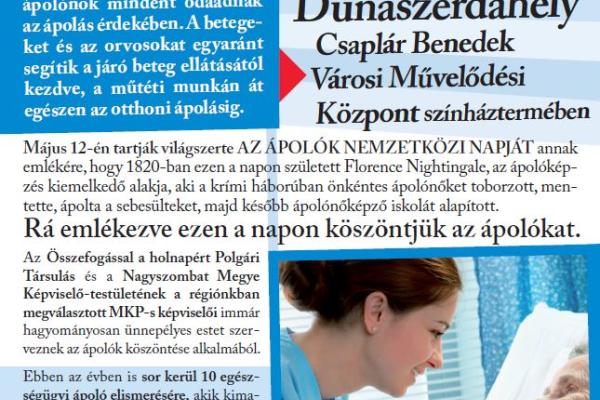 Meghívó az Ápolók Nemzetközi Napja alkalmából szervezett díjátadóra