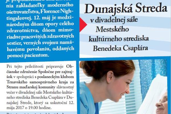 Pozvánka na ocenenie z príležitosti Medzinárodného dňa sestier