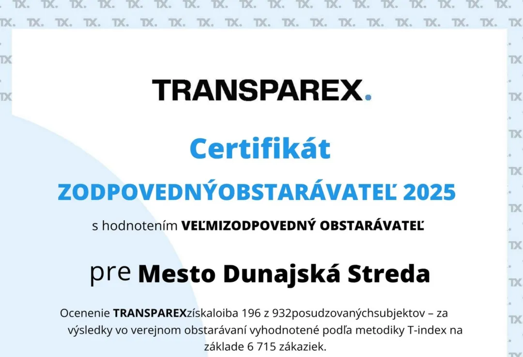Získali sme ocenenie Zodpovedný obstarávateľ 2025