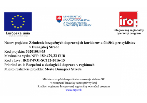 Zriadenie bezpečných dopravných koridorov a úložísk pre cyklistov v Dunajskej Strede 